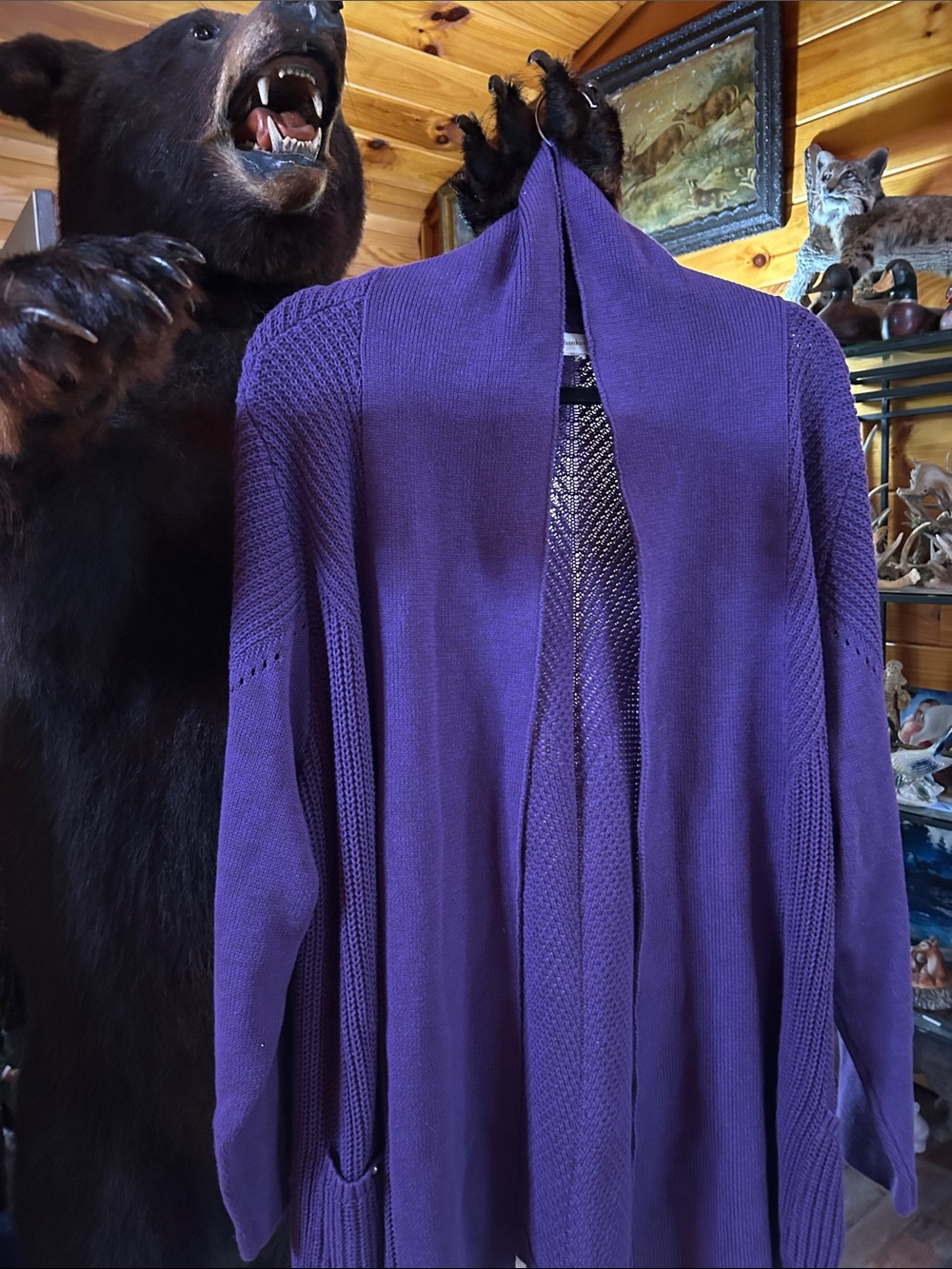 Women's Open-Front Purple Cardigan Sweater
